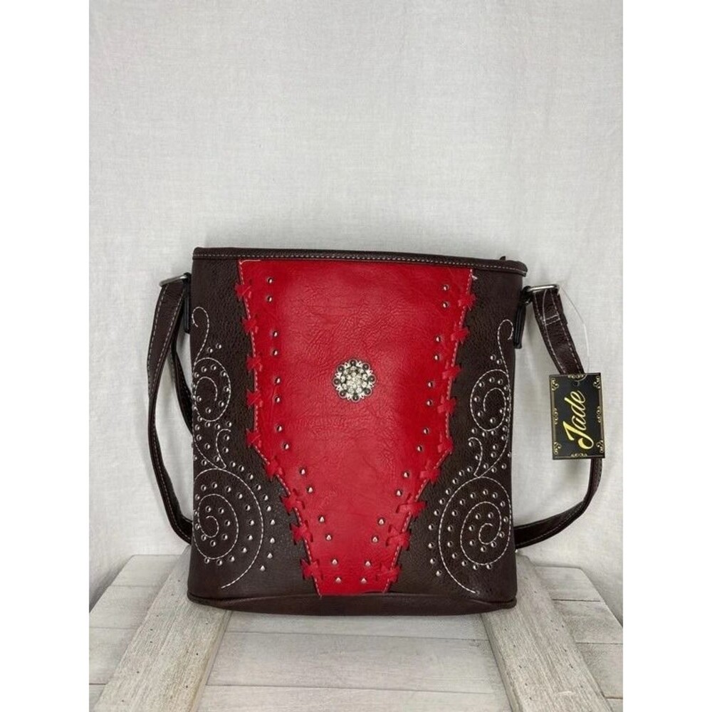 Women's Brown Faux Leather Crossbody Bag Western Style